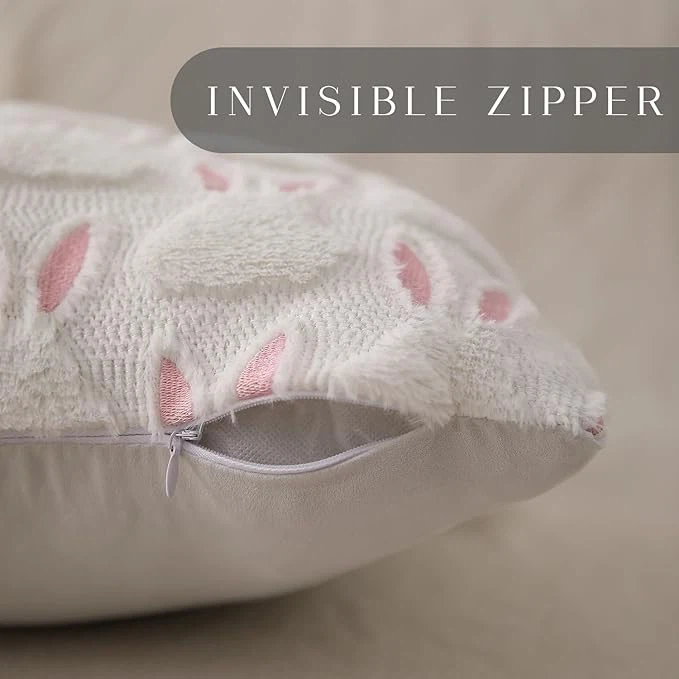 Pink Ears White Rabbit Soft Plush Faux Fur Jacquard For Bedroom factory