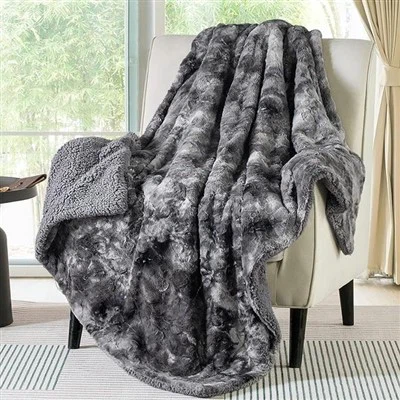 Grey Tie Dye Gentlesoft Sherpa Blanket - Fleece hangat untuk sofa/hiasan katil